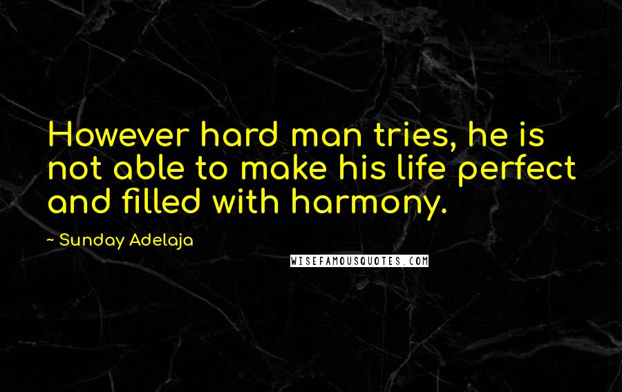 Sunday Adelaja Quotes: However hard man tries, he is not able to make his life perfect and filled with harmony.