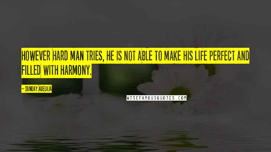 Sunday Adelaja Quotes: However hard man tries, he is not able to make his life perfect and filled with harmony.