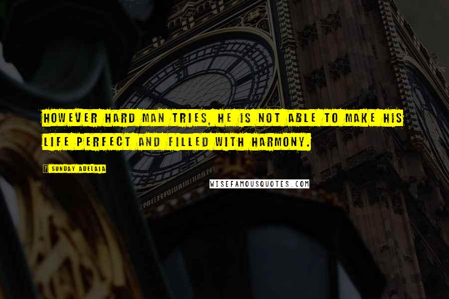 Sunday Adelaja Quotes: However hard man tries, he is not able to make his life perfect and filled with harmony.