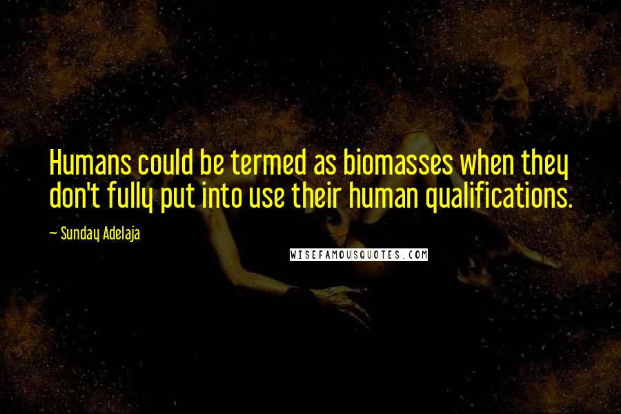 Sunday Adelaja Quotes: Humans could be termed as biomasses when they don't fully put into use their human qualifications.