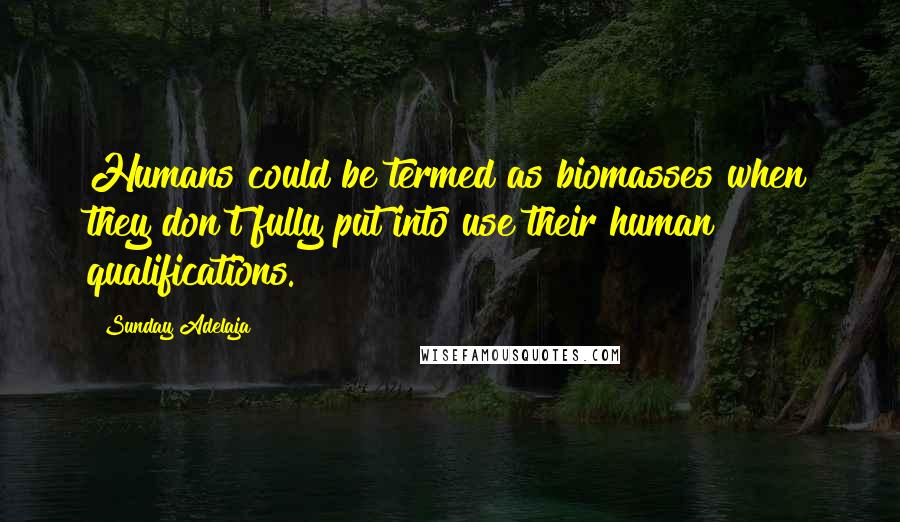 Sunday Adelaja Quotes: Humans could be termed as biomasses when they don't fully put into use their human qualifications.