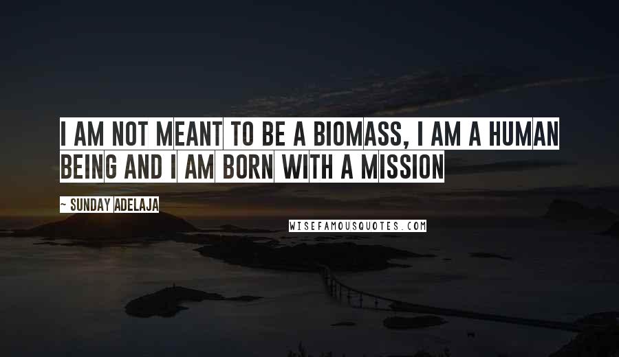 Sunday Adelaja Quotes: I am not meant to be a biomass, I am a human being and I am born with a mission