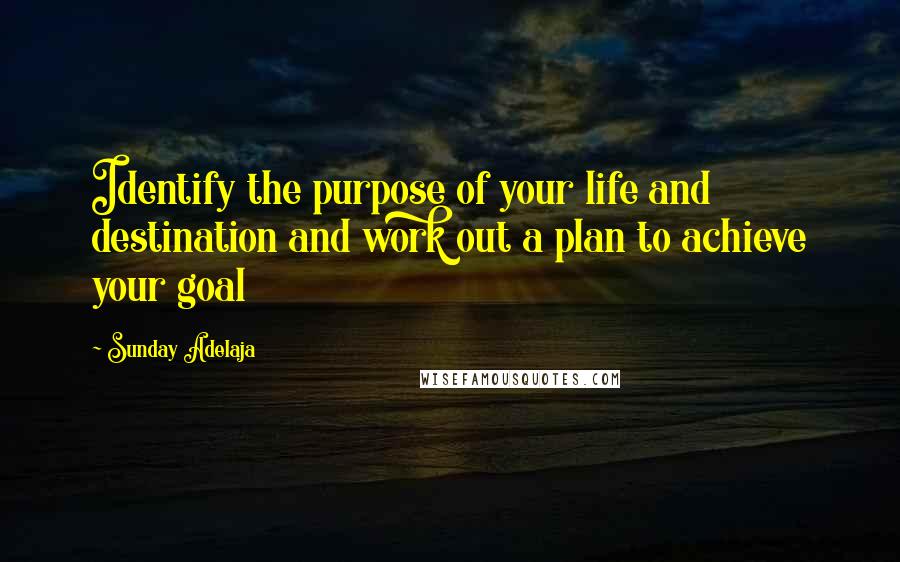 Sunday Adelaja Quotes: Identify the purpose of your life and destination and work out a plan to achieve your goal