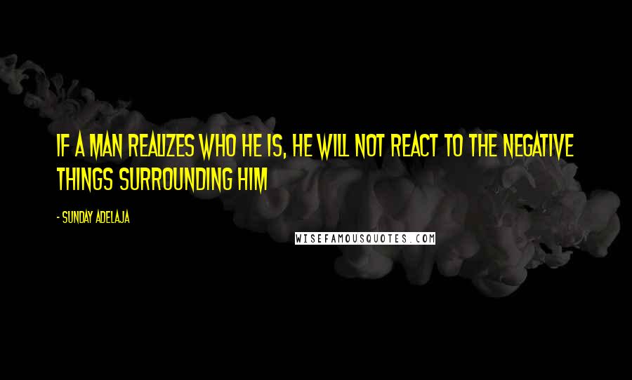 Sunday Adelaja Quotes: If a man realizes who he is, he will not react to the negative things surrounding him