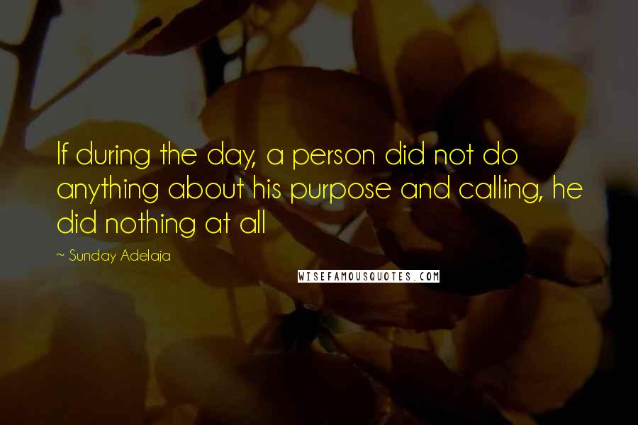 Sunday Adelaja Quotes: If during the day, a person did not do anything about his purpose and calling, he did nothing at all