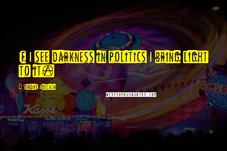 Sunday Adelaja Quotes: If I see darkness in politics I bring light to it.