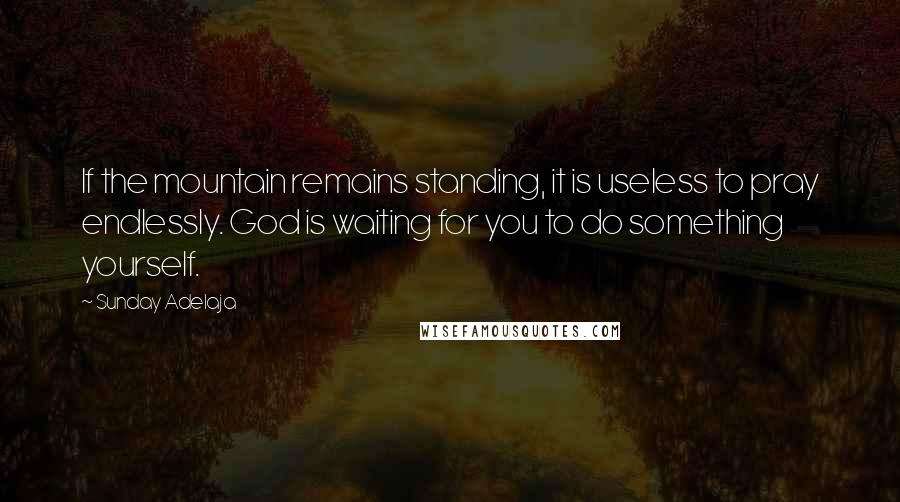 Sunday Adelaja Quotes: If the mountain remains standing, it is useless to pray endlessly. God is waiting for you to do something yourself.