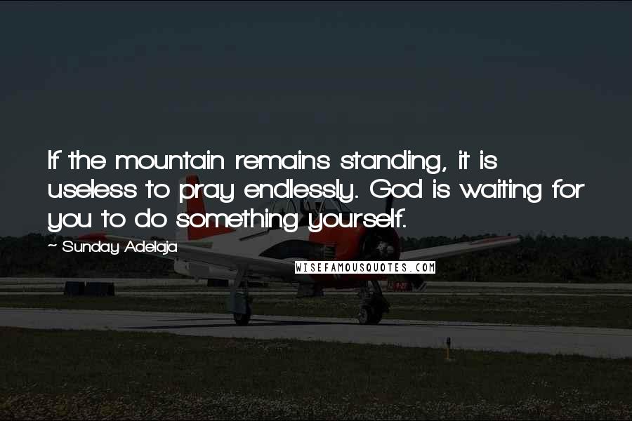 Sunday Adelaja Quotes: If the mountain remains standing, it is useless to pray endlessly. God is waiting for you to do something yourself.