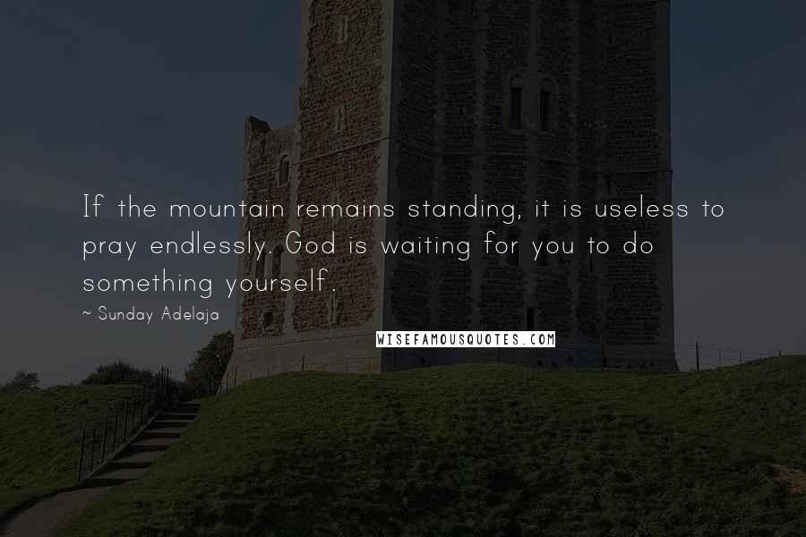 Sunday Adelaja Quotes: If the mountain remains standing, it is useless to pray endlessly. God is waiting for you to do something yourself.