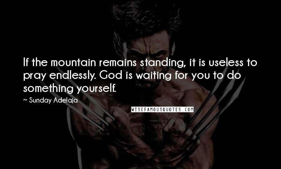 Sunday Adelaja Quotes: If the mountain remains standing, it is useless to pray endlessly. God is waiting for you to do something yourself.