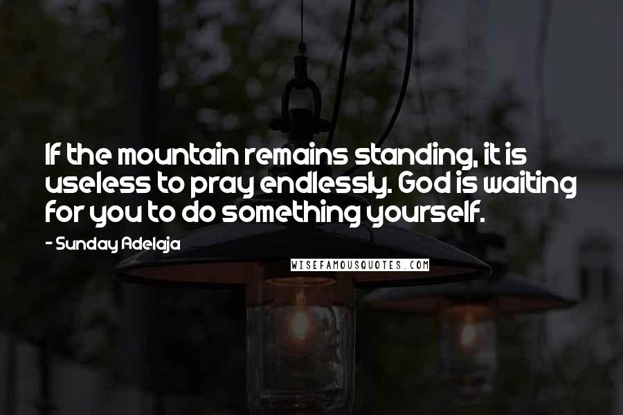 Sunday Adelaja Quotes: If the mountain remains standing, it is useless to pray endlessly. God is waiting for you to do something yourself.