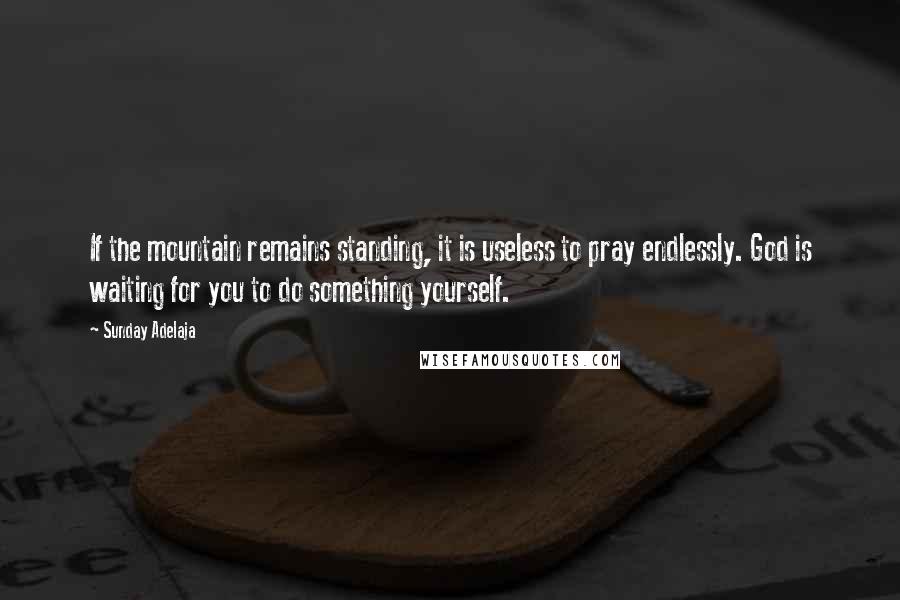 Sunday Adelaja Quotes: If the mountain remains standing, it is useless to pray endlessly. God is waiting for you to do something yourself.