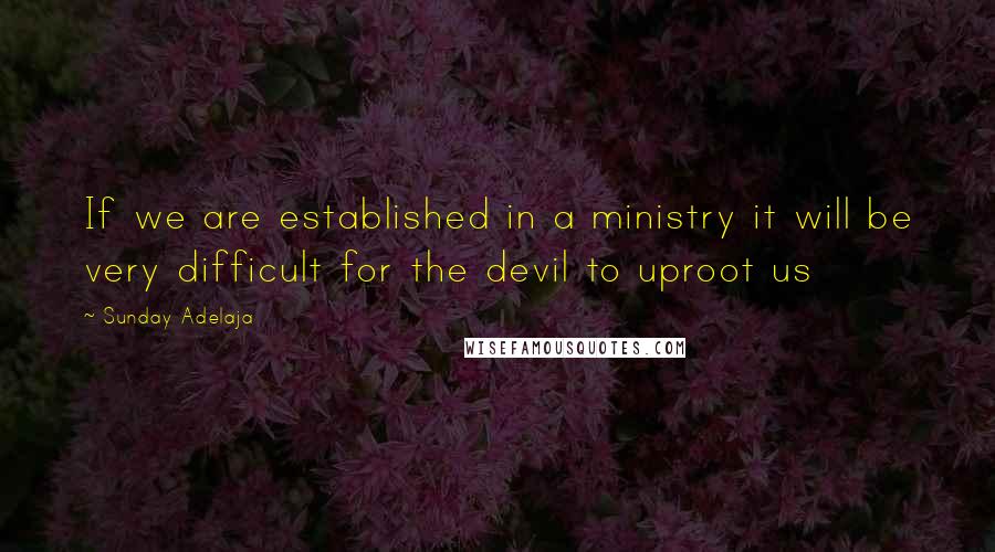 Sunday Adelaja Quotes: If we are established in a ministry it will be very difficult for the devil to uproot us