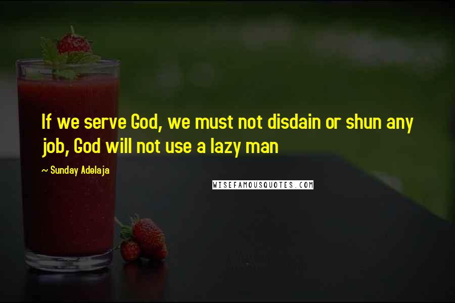 Sunday Adelaja Quotes: If we serve God, we must not disdain or shun any job, God will not use a lazy man