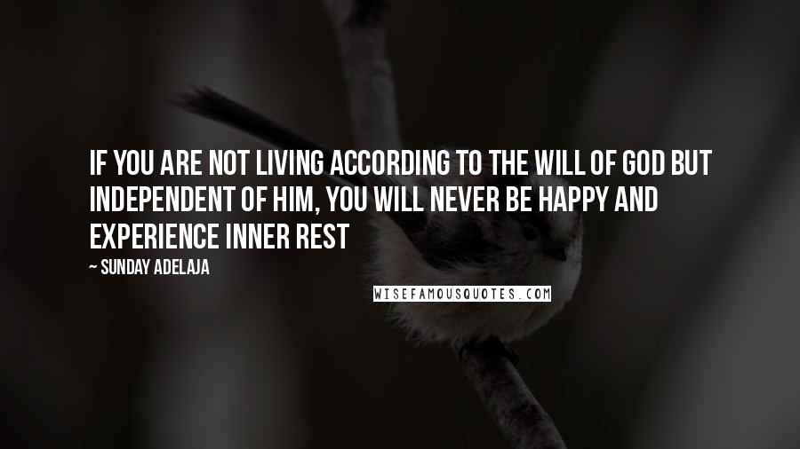 Sunday Adelaja Quotes: If you are not living according to the will of God but independent of Him, you will never be happy and experience inner rest