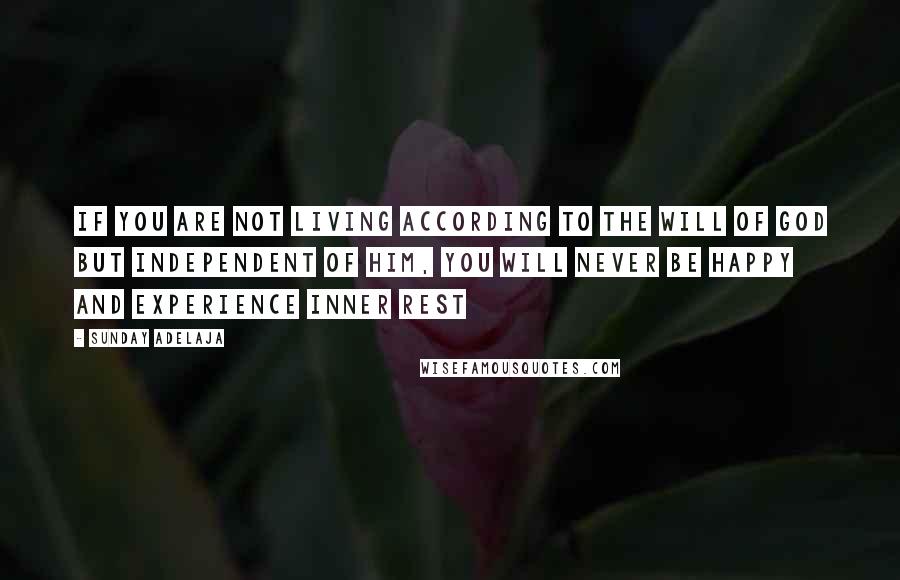 Sunday Adelaja Quotes: If you are not living according to the will of God but independent of Him, you will never be happy and experience inner rest