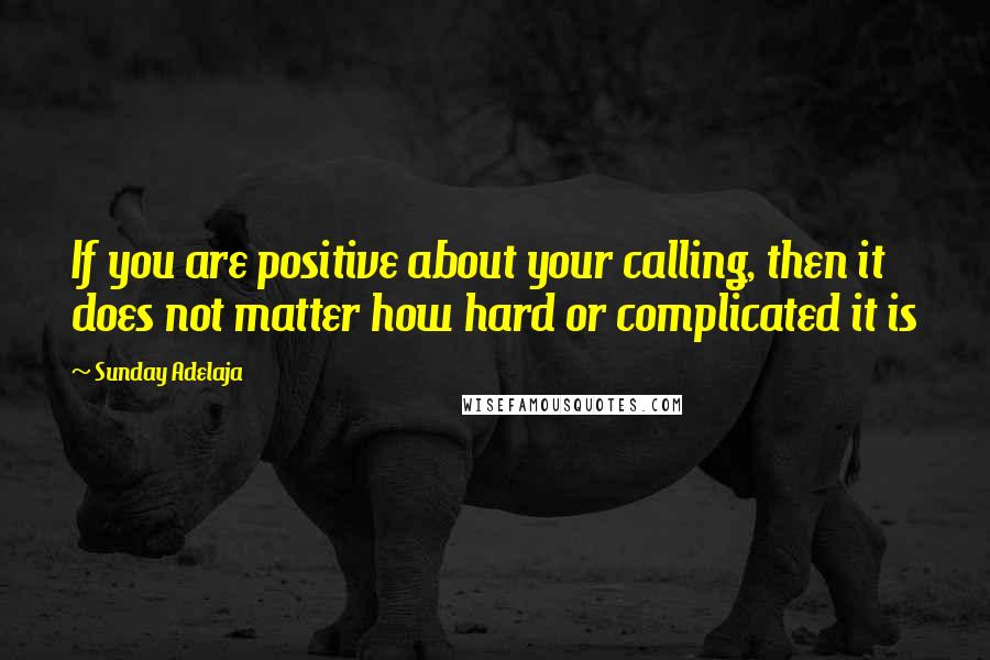 Sunday Adelaja Quotes: If you are positive about your calling, then it does not matter how hard or complicated it is