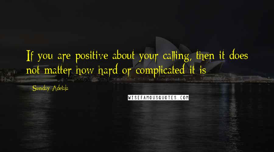 Sunday Adelaja Quotes: If you are positive about your calling, then it does not matter how hard or complicated it is