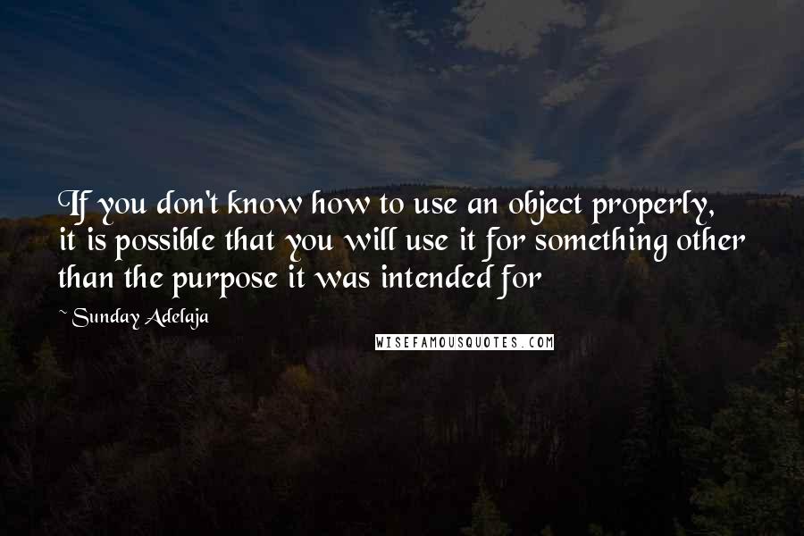 Sunday Adelaja Quotes: If you don't know how to use an object properly, it is possible that you will use it for something other than the purpose it was intended for