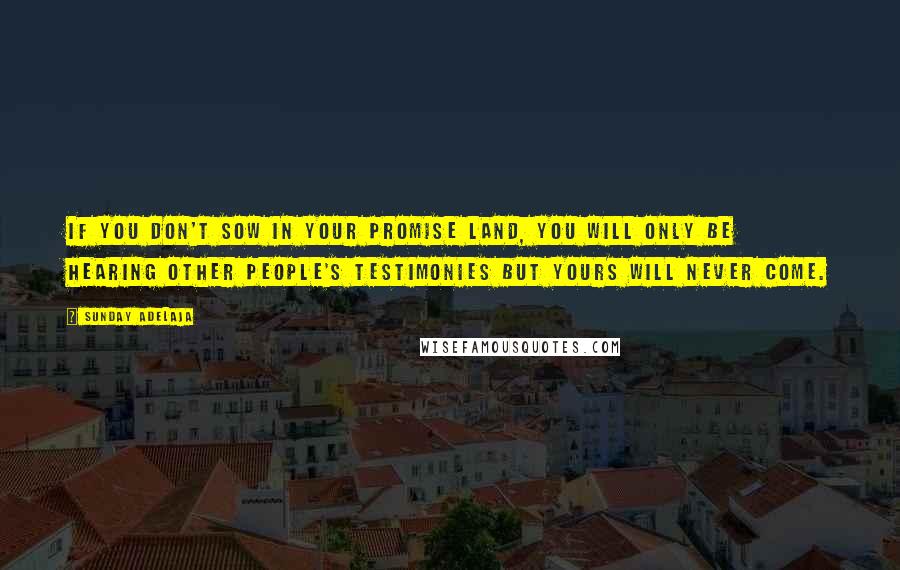 Sunday Adelaja Quotes: If you don't sow in your promise land, you will only be hearing other people's testimonies but yours will never come.