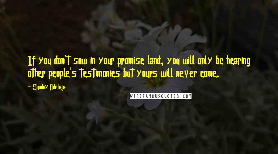 Sunday Adelaja Quotes: If you don't sow in your promise land, you will only be hearing other people's testimonies but yours will never come.