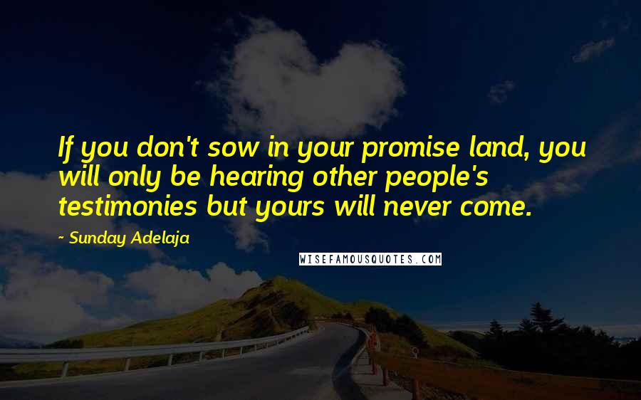 Sunday Adelaja Quotes: If you don't sow in your promise land, you will only be hearing other people's testimonies but yours will never come.