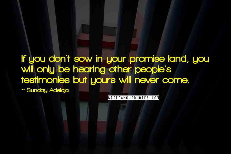 Sunday Adelaja Quotes: If you don't sow in your promise land, you will only be hearing other people's testimonies but yours will never come.