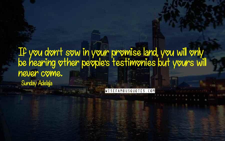 Sunday Adelaja Quotes: If you don't sow in your promise land, you will only be hearing other people's testimonies but yours will never come.