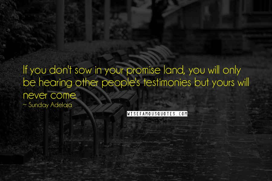 Sunday Adelaja Quotes: If you don't sow in your promise land, you will only be hearing other people's testimonies but yours will never come.
