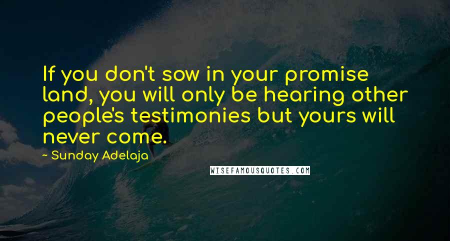 Sunday Adelaja Quotes: If you don't sow in your promise land, you will only be hearing other people's testimonies but yours will never come.