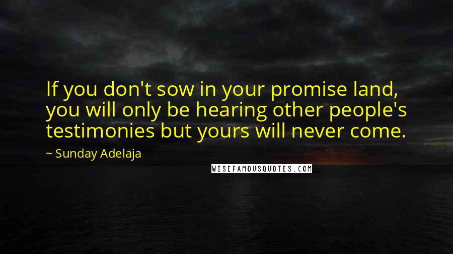 Sunday Adelaja Quotes: If you don't sow in your promise land, you will only be hearing other people's testimonies but yours will never come.