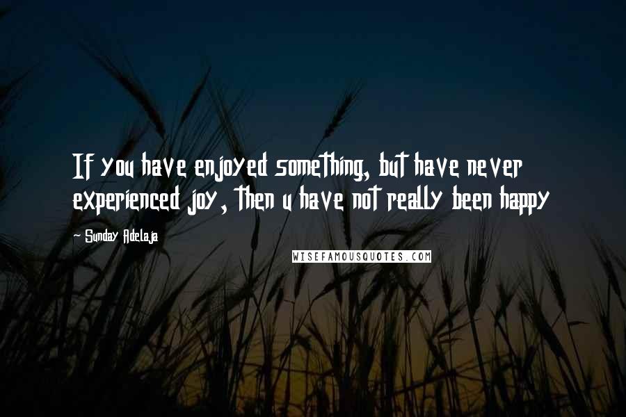 Sunday Adelaja Quotes: If you have enjoyed something, but have never experienced joy, then u have not really been happy