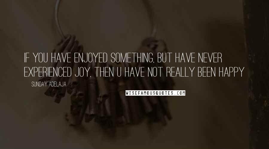 Sunday Adelaja Quotes: If you have enjoyed something, but have never experienced joy, then u have not really been happy