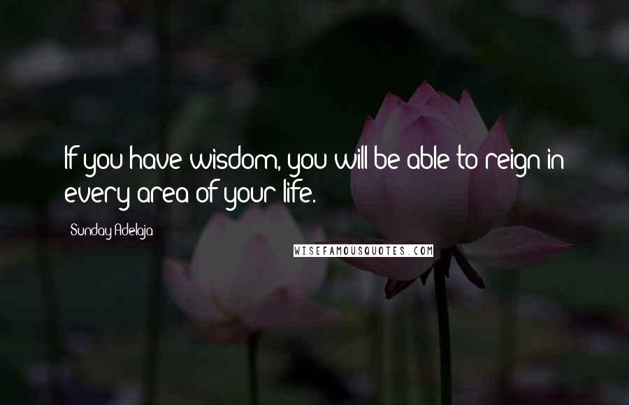 Sunday Adelaja Quotes: If you have wisdom, you will be able to reign in every area of your life.