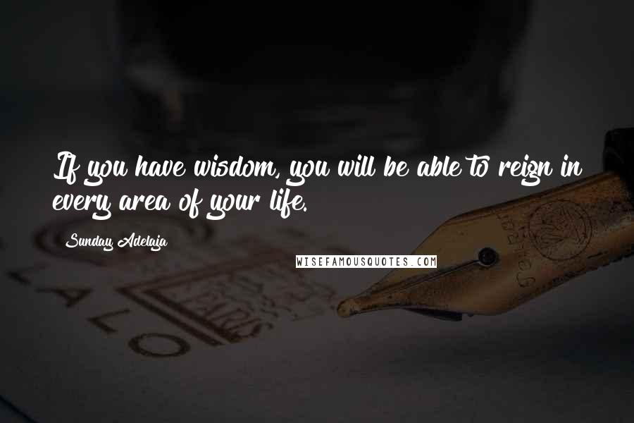 Sunday Adelaja Quotes: If you have wisdom, you will be able to reign in every area of your life.