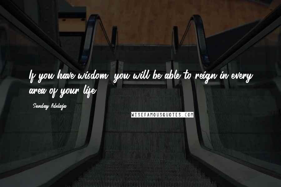 Sunday Adelaja Quotes: If you have wisdom, you will be able to reign in every area of your life.