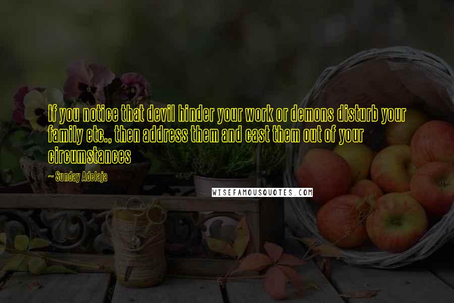 Sunday Adelaja Quotes: If you notice that devil hinder your work or demons disturb your family etc., then address them and cast them out of your circumstances