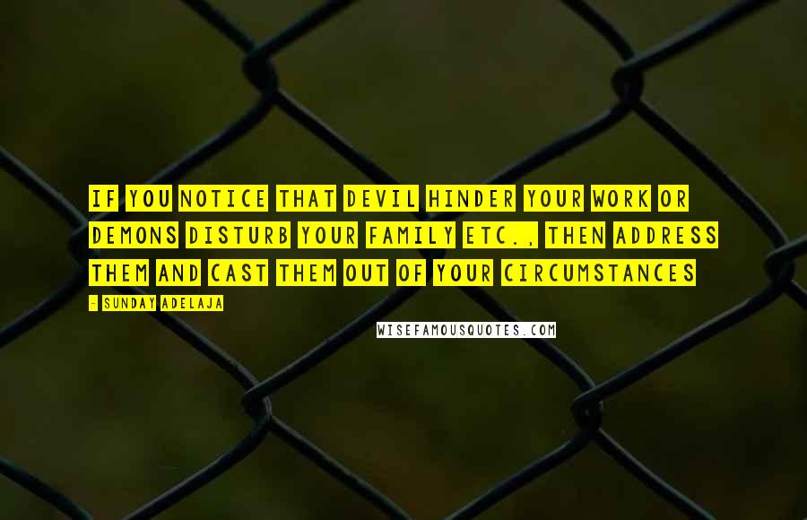 Sunday Adelaja Quotes: If you notice that devil hinder your work or demons disturb your family etc., then address them and cast them out of your circumstances