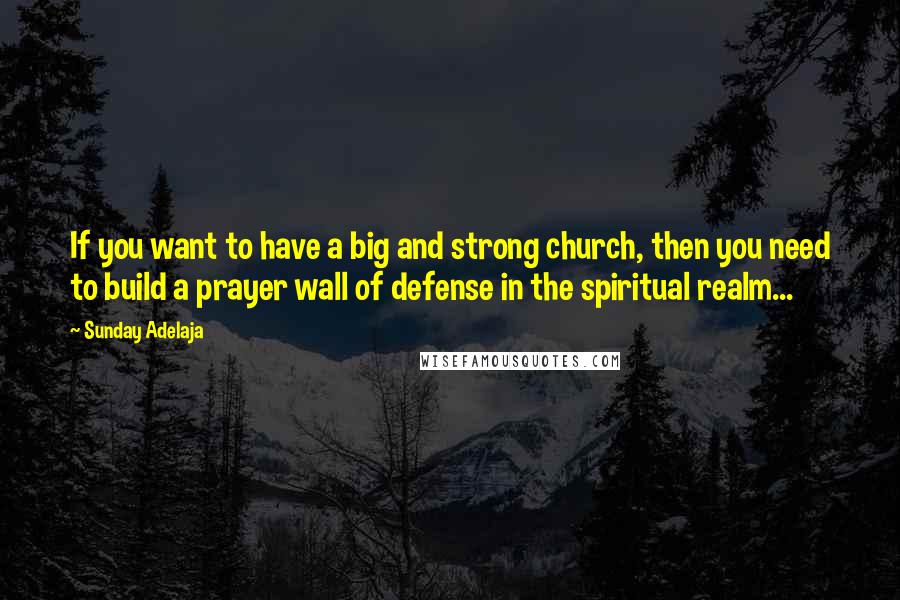 Sunday Adelaja Quotes: If you want to have a big and strong church, then you need to build a prayer wall of defense in the spiritual realm...