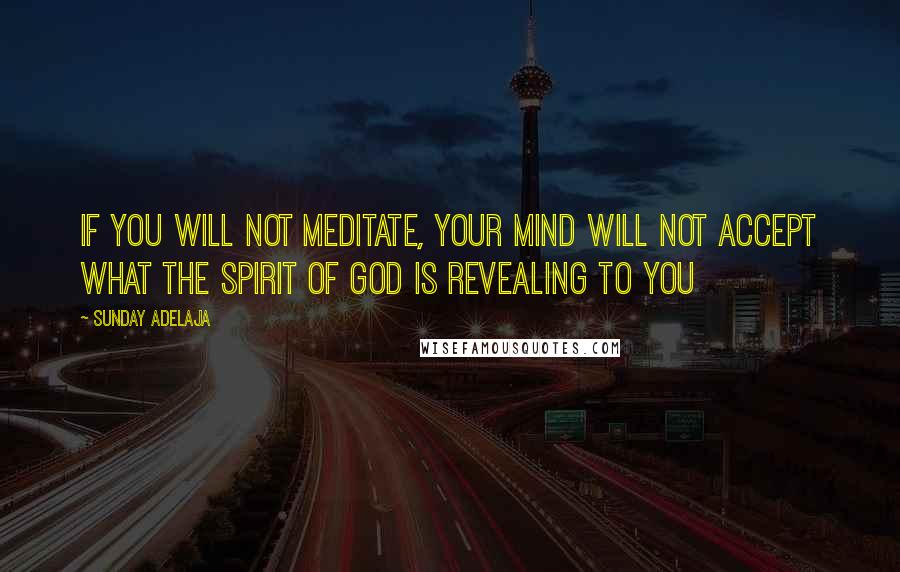 Sunday Adelaja Quotes: If you will not meditate, your mind will not accept what the Spirit of God is revealing to you