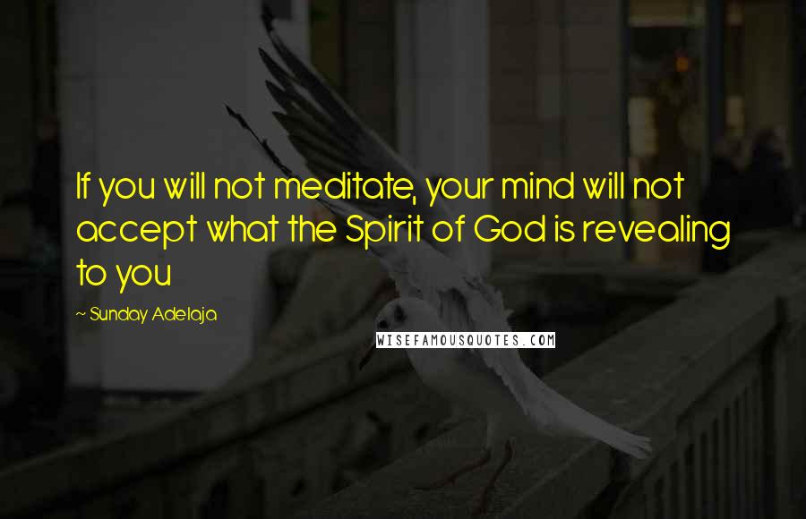 Sunday Adelaja Quotes: If you will not meditate, your mind will not accept what the Spirit of God is revealing to you