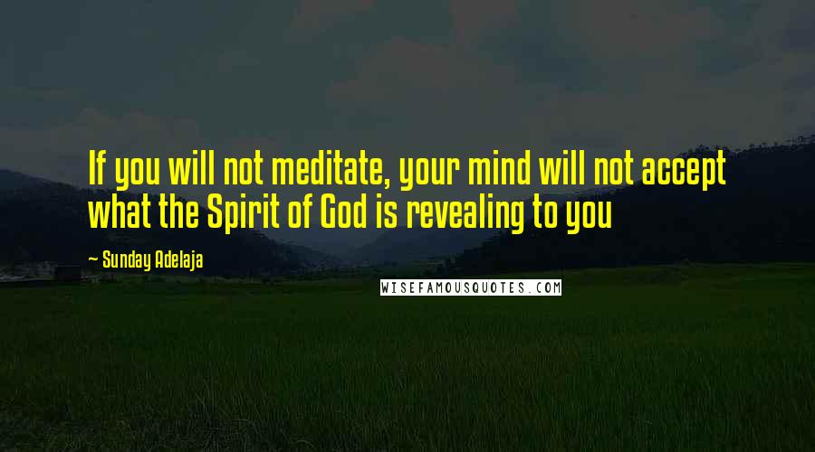 Sunday Adelaja Quotes: If you will not meditate, your mind will not accept what the Spirit of God is revealing to you