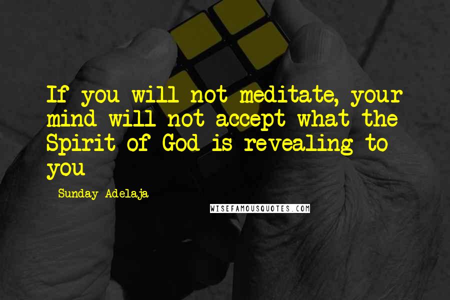 Sunday Adelaja Quotes: If you will not meditate, your mind will not accept what the Spirit of God is revealing to you