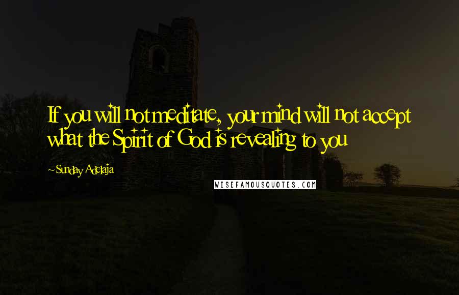 Sunday Adelaja Quotes: If you will not meditate, your mind will not accept what the Spirit of God is revealing to you