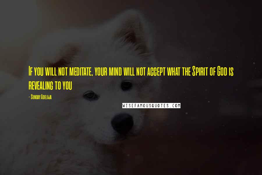 Sunday Adelaja Quotes: If you will not meditate, your mind will not accept what the Spirit of God is revealing to you