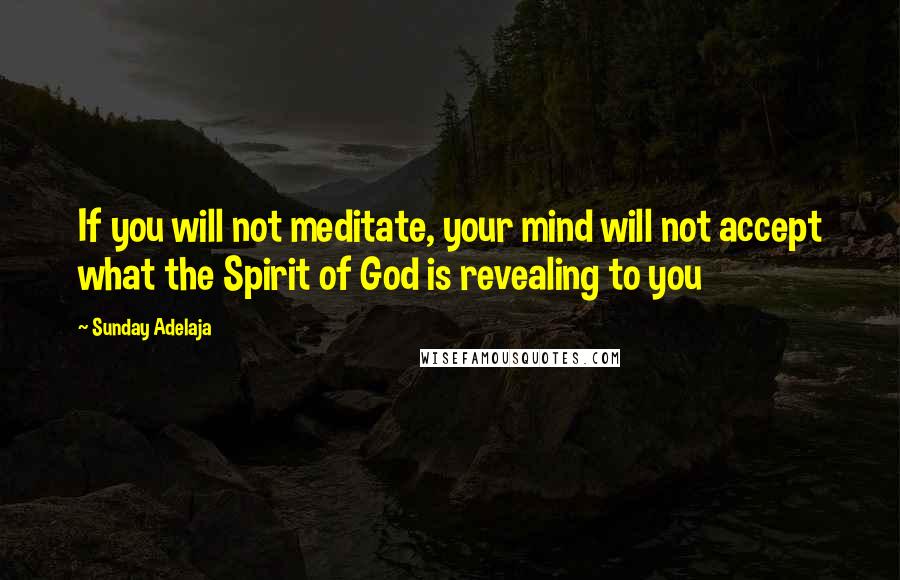 Sunday Adelaja Quotes: If you will not meditate, your mind will not accept what the Spirit of God is revealing to you