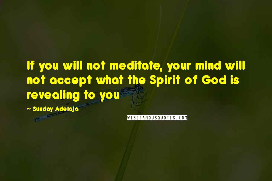 Sunday Adelaja Quotes: If you will not meditate, your mind will not accept what the Spirit of God is revealing to you