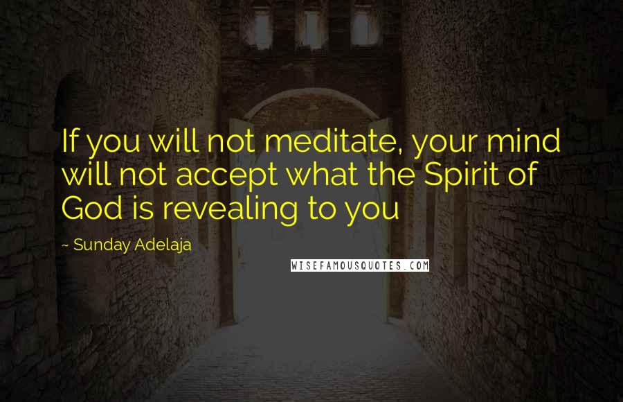 Sunday Adelaja Quotes: If you will not meditate, your mind will not accept what the Spirit of God is revealing to you