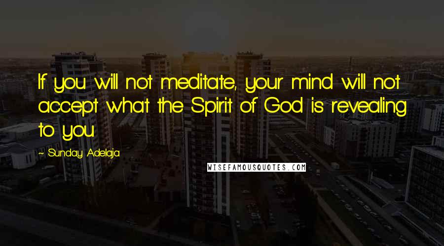 Sunday Adelaja Quotes: If you will not meditate, your mind will not accept what the Spirit of God is revealing to you