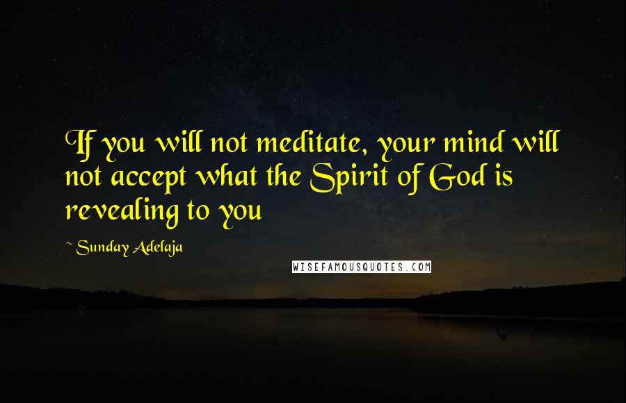 Sunday Adelaja Quotes: If you will not meditate, your mind will not accept what the Spirit of God is revealing to you